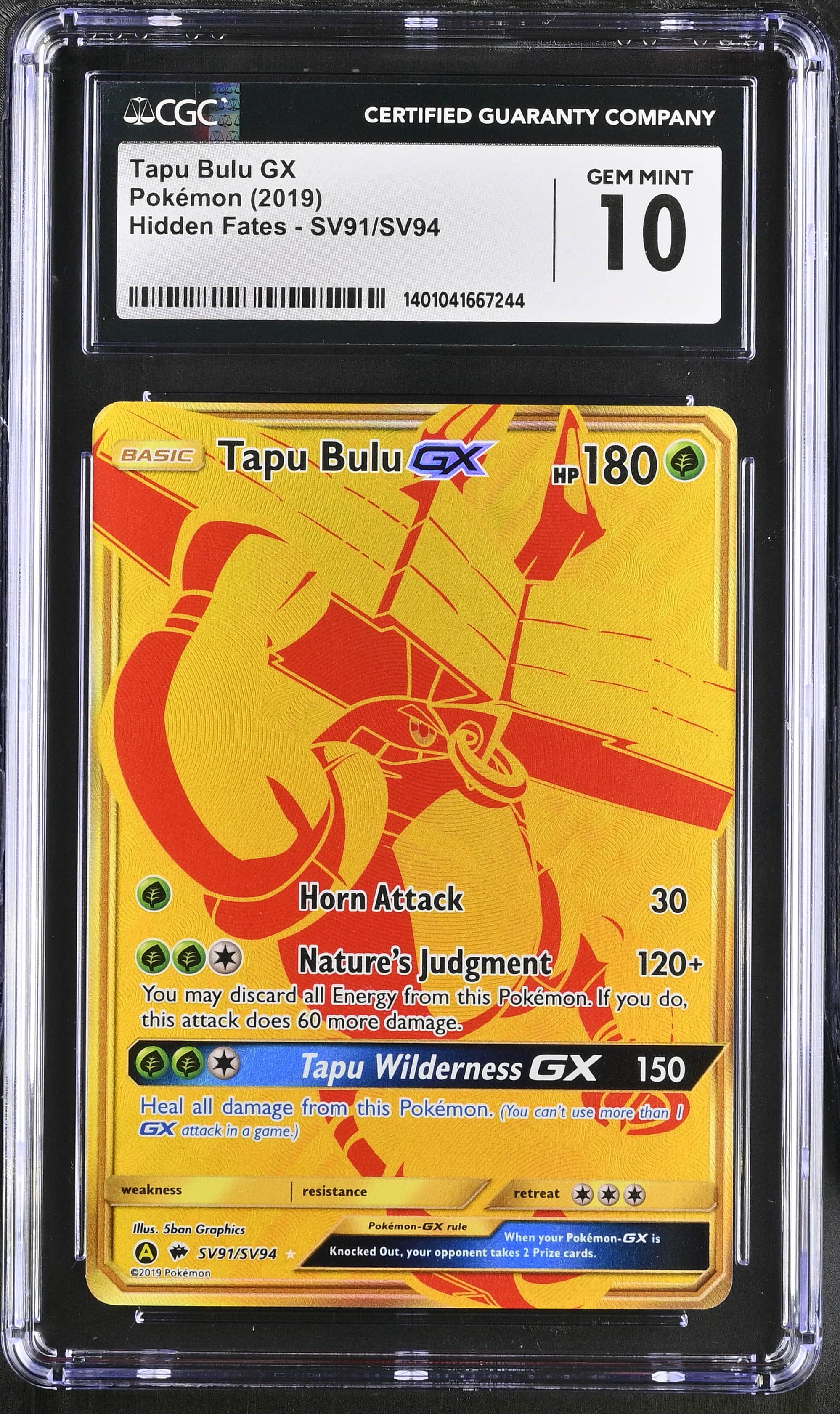 2019 #SV91/SV94 Tapu Bulu GX CGC